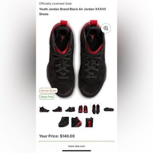 Nike Jordan Brand Black Air Jordan XXXVII Sz 4.5